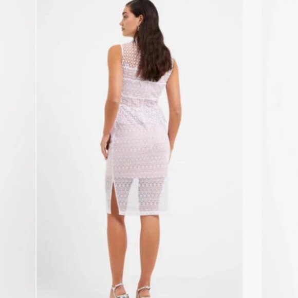 French Connection NWT Ramona Lace Jersey Dress, White - Size 0 - Picture 3 of 8